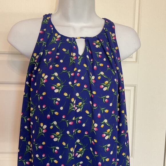 Monteau Girl Blue Floral Party Wedding Church Lined Sundress Sz 12(L) - Picture 2 of 8